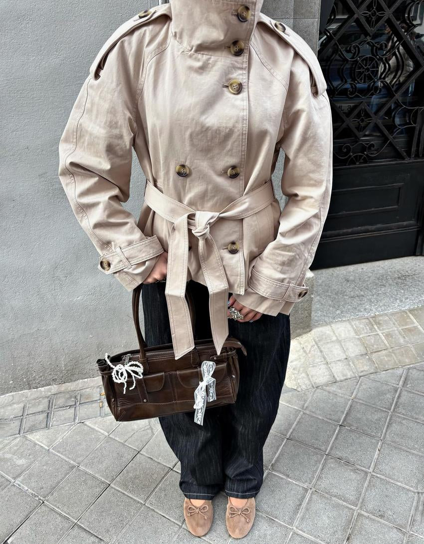 LORAYA - Trench Coat Col Cheminée