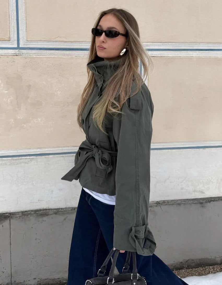 LORAYA - Trench Coat Col Cheminée