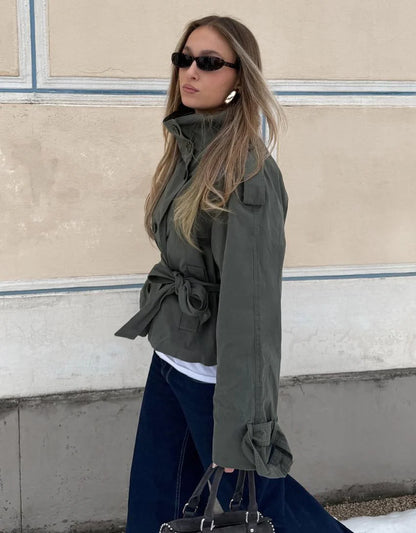 LORAYA - Trench Coat Col Cheminée