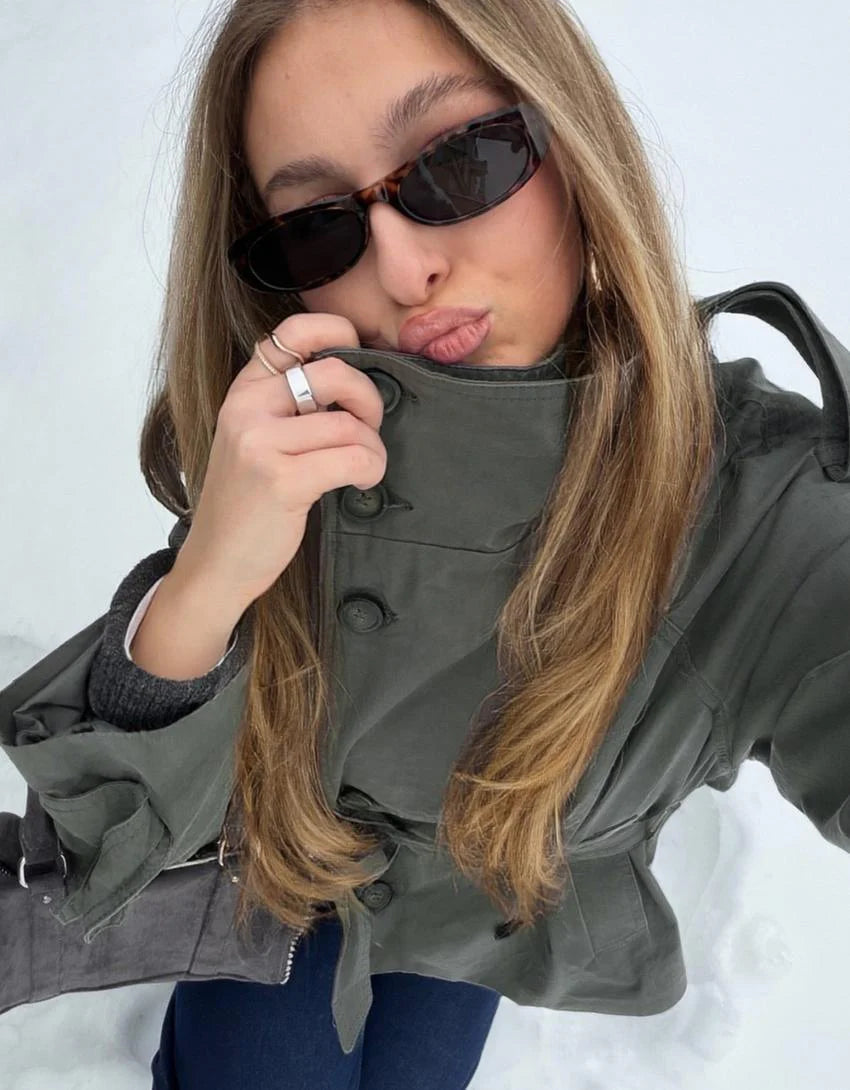 LORAYA - Trench Coat Col Cheminée