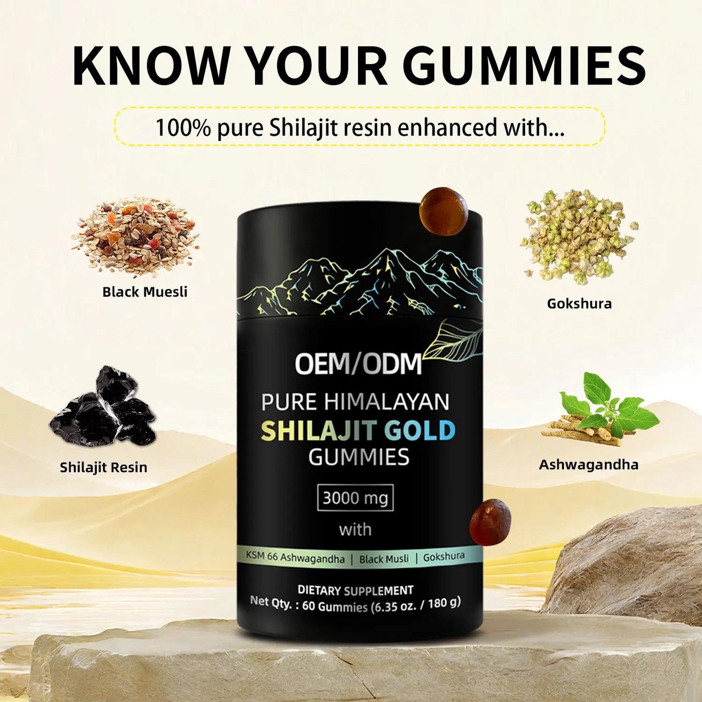 1 Bottle of Shilajit Gummies Vegetarianism Regulates Immunity Balances Nutrition and Maintains Energy and Health
