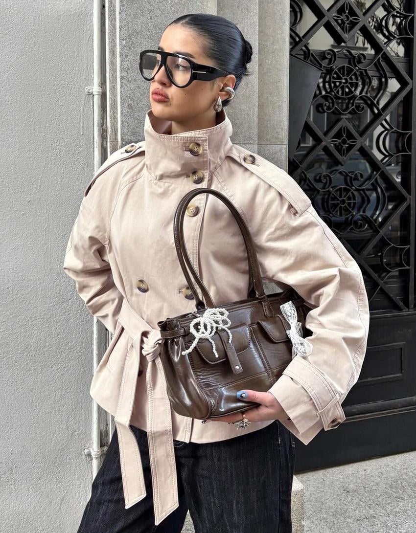 LORAYA - Trench Coat Col Cheminée