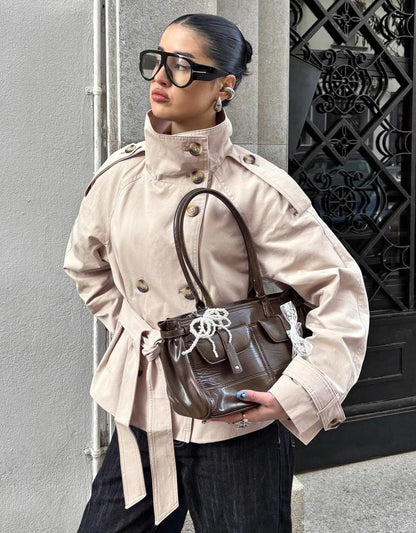 LORAYA - Trench Coat Col Cheminée