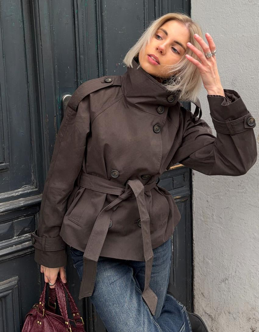 LORAYA - Trench Coat Col Cheminée