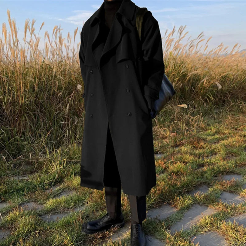 Trench Coat Brand New Spring Trench Korean Men'S Fashion Overcoat Male Long Windbreaker Streetwear Men Coat Outer Wear Clothing