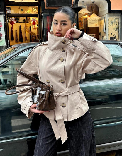 LORAYA - Trench Coat Col Cheminée