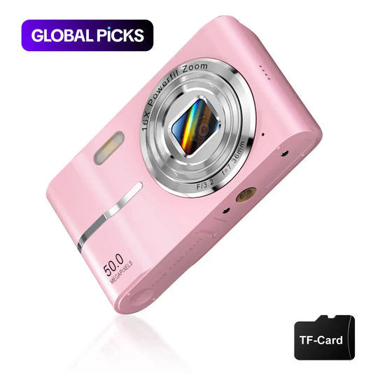 FHD 1080P Digital Camera with SD Card, 16X Digital Zoom Camera, Portable Mini Camera for Teenagers Students Boys Girls, Point and Shoot Camera for Gifts, Tech Gadgets, Gift, Pocket Camera #GLOBAL PICKS