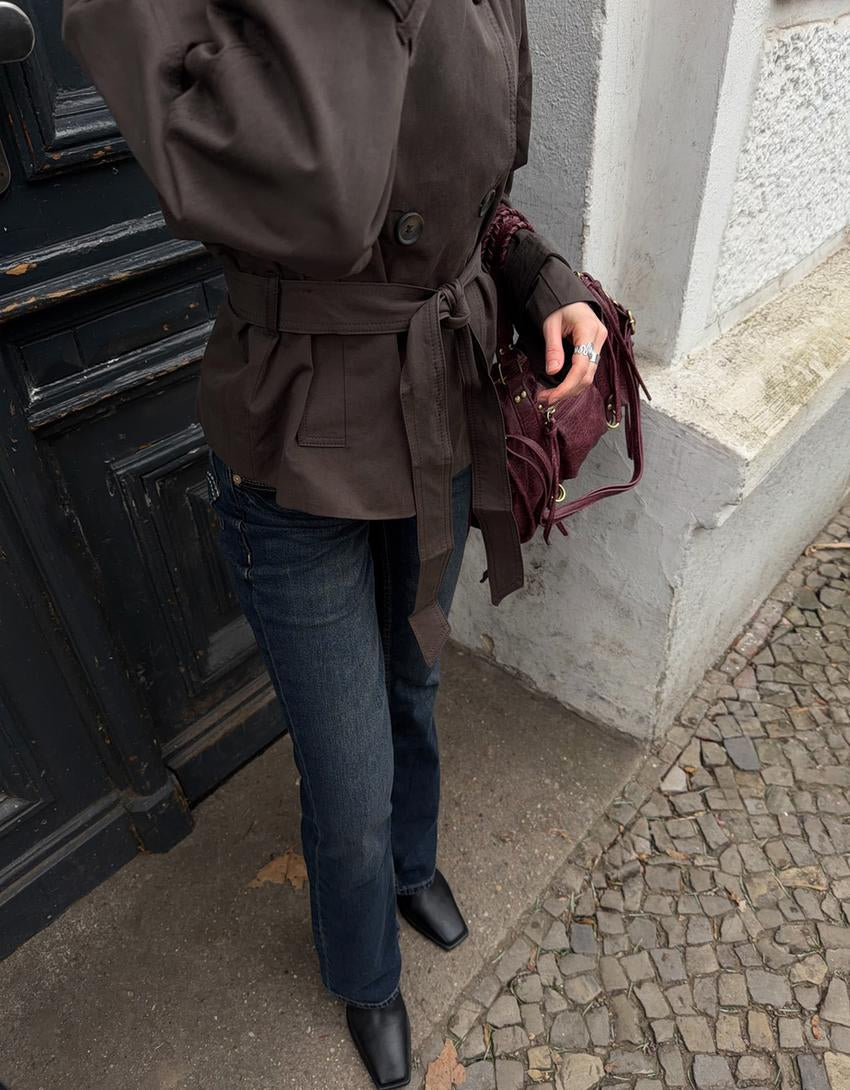 LORAYA - Trench Coat Col Cheminée