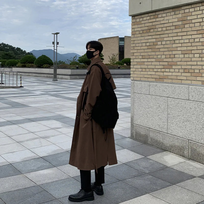 Trench Coat Brand New Spring Trench Korean Men'S Fashion Overcoat Male Long Windbreaker Streetwear Men Coat Outer Wear Clothing